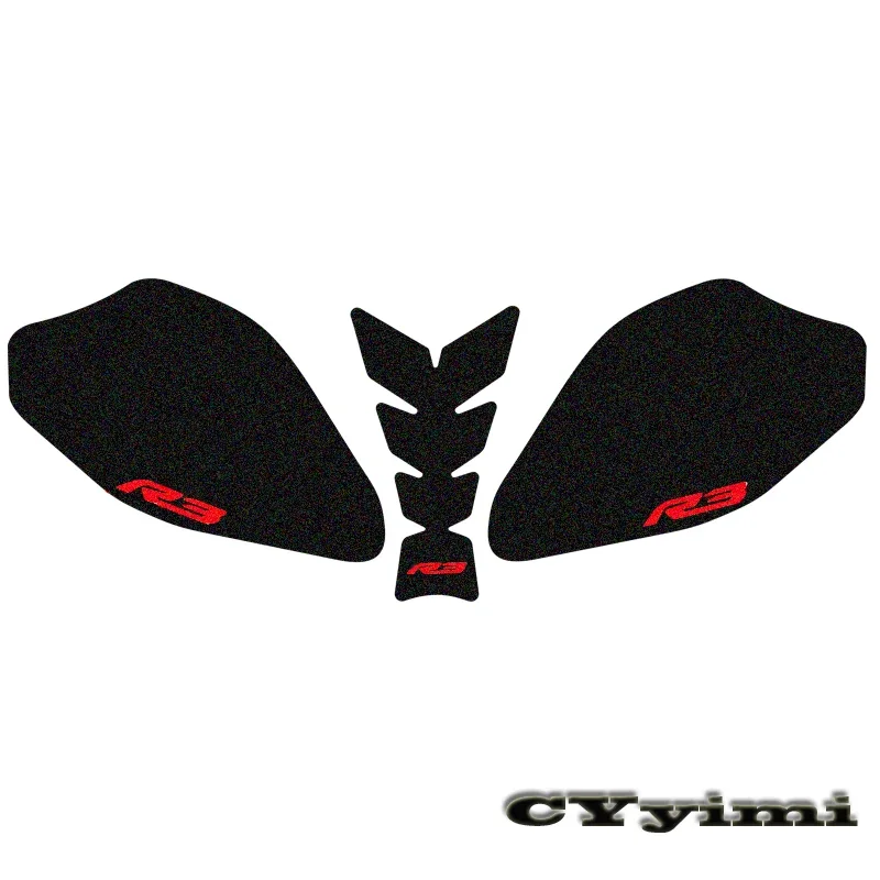 Motorcycle Anti Slip Tank Pad Sticker Side Gas Fish Bone Knee Grip Protector Decals For  YZF R3 YZFR3 2015-2023