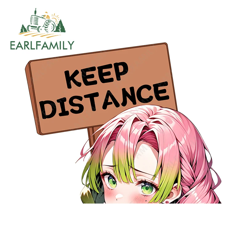 

EARLFAMILY Mitsuri Keep Distance Funny Peeker Car Stickers Creative Windshield Decals Cool Personality Car Decoration Accessorie