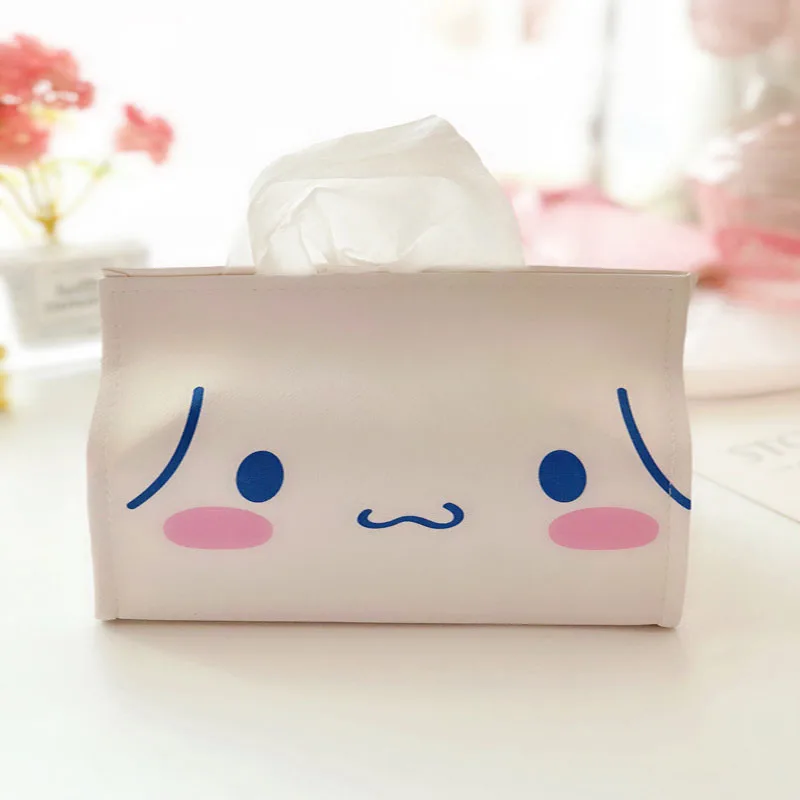 Caja de papel de dibujos animados de Anime Sanrio Hello Kitty Kuromi Melody Cinnamoroll, caja de pañuelos impermeable para escritorio y sala de estar a la moda