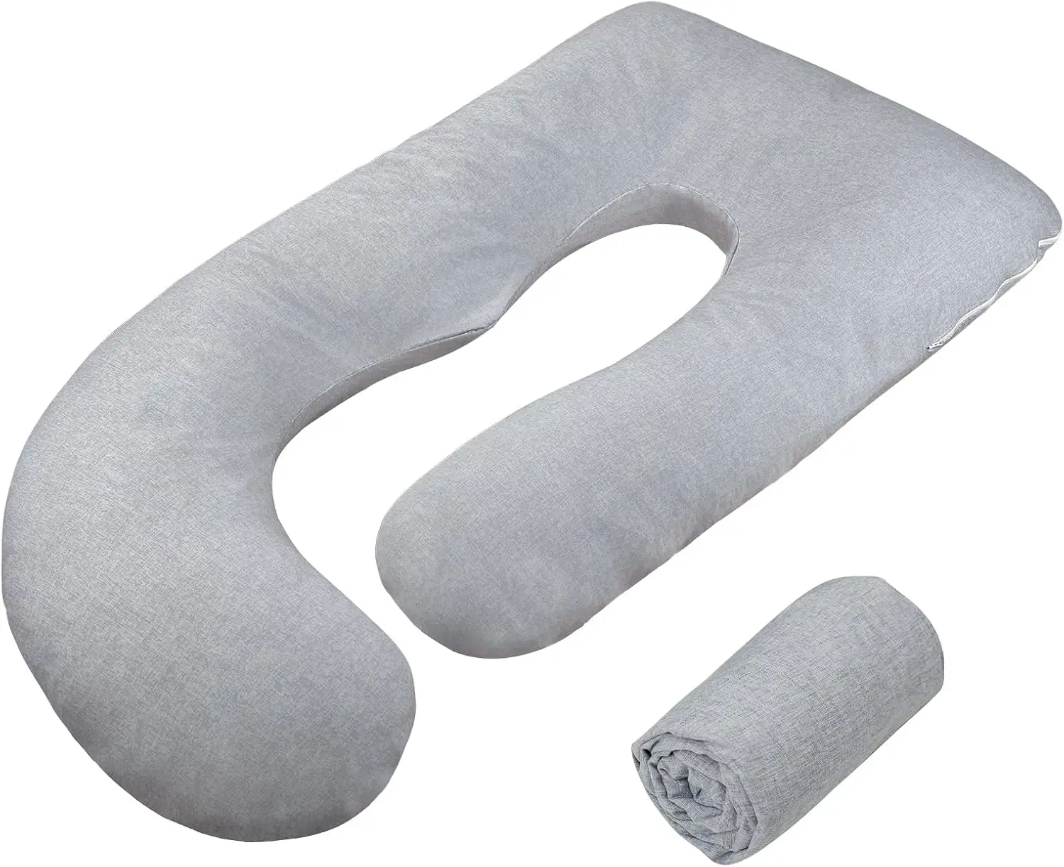 

Чехол для подушки для беременных J-образной формы, мягкий полиэстер со скрытой молнией, подходит для подушек для беременных 55-58 дюймов, серый