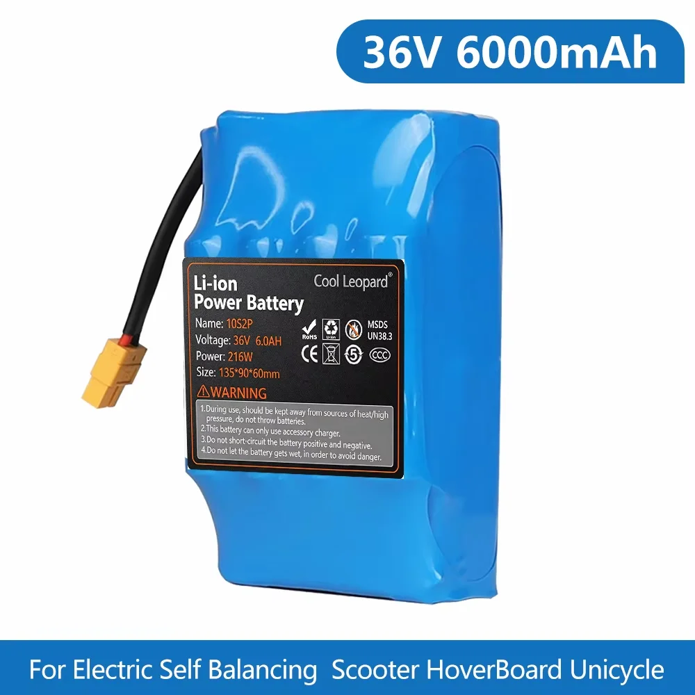 Mega 6000mAh Power! 36V 10s2p Li-ion Battery for Hoverboard Electric Scooter