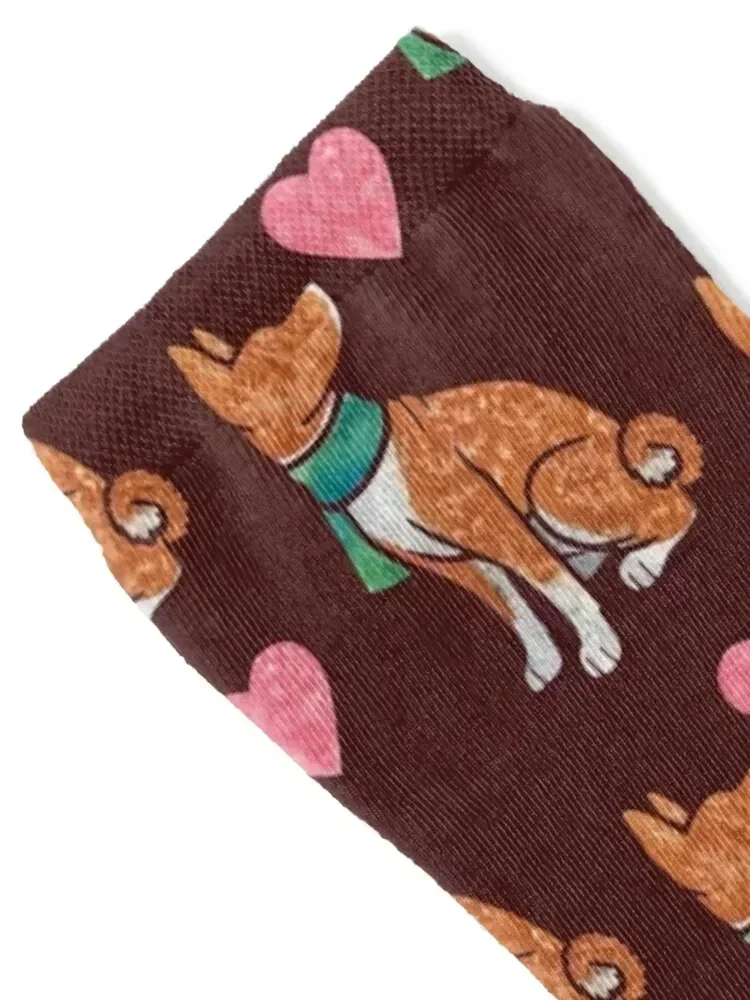 Watercolour Basenji (red) Socks Heating sock Running valentine gift ideas new in's Socks For Girls Men's
