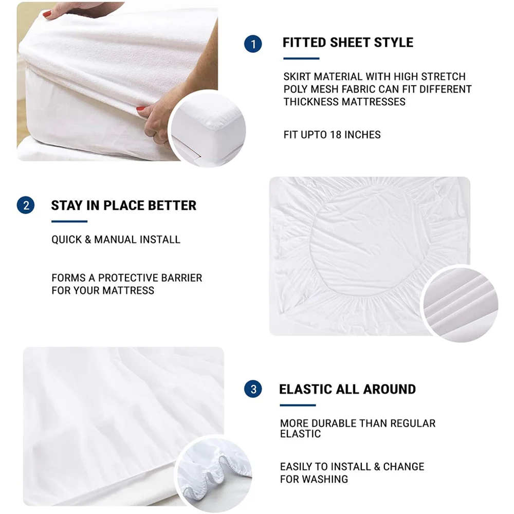 Waterproof Mattress Protector Breathable - غطاء واقي للمرتبة مقاوم للماء، مصنوع