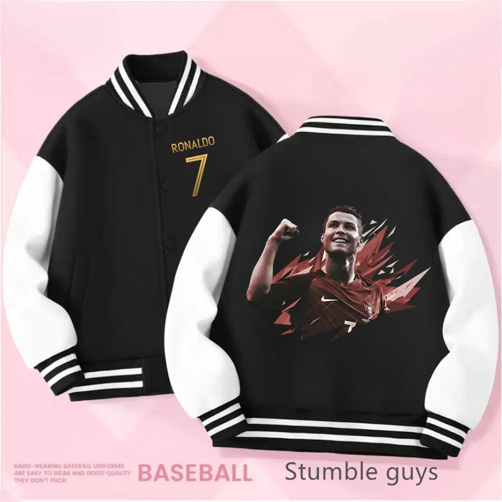 Children's Autumn/Winter Jacket Baseball uniform player Cristiano Ronaldo Printed heavy casual coat for boys and girls 2-14 year