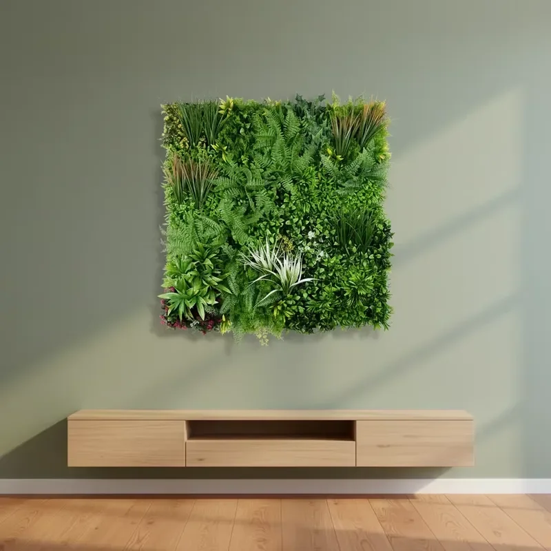 Customized Artificial Green Leaves White Flower Hanging Plant Privacy Screen Hedge Panel Backdrop Wall for Christmas