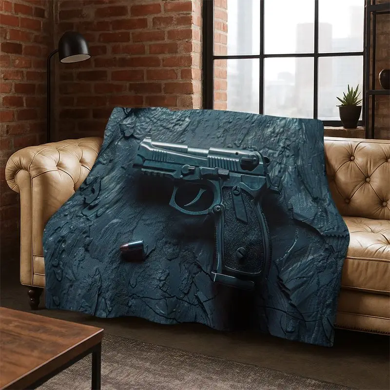 Gun Pistol Ammunition Bullet Cartridge Flannel Blanket Soft Warm Throw Blanket for Bedroom Living Room Bed Travel Camping Picnic