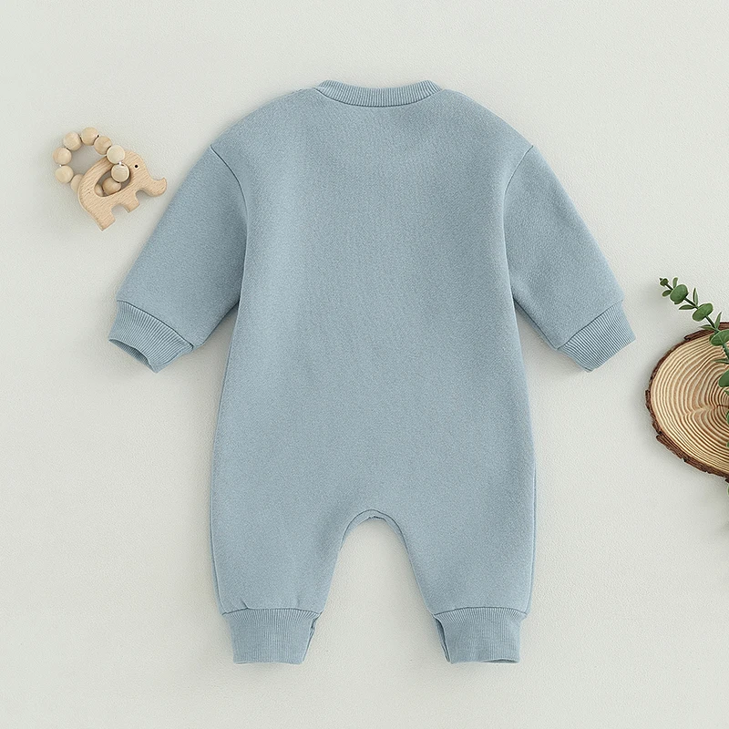 Infant Boys Bodysuit Adorable Alphabet Stitching Full Sleeve Crew Neck Footless Playsuit Cold Weather Ensemble