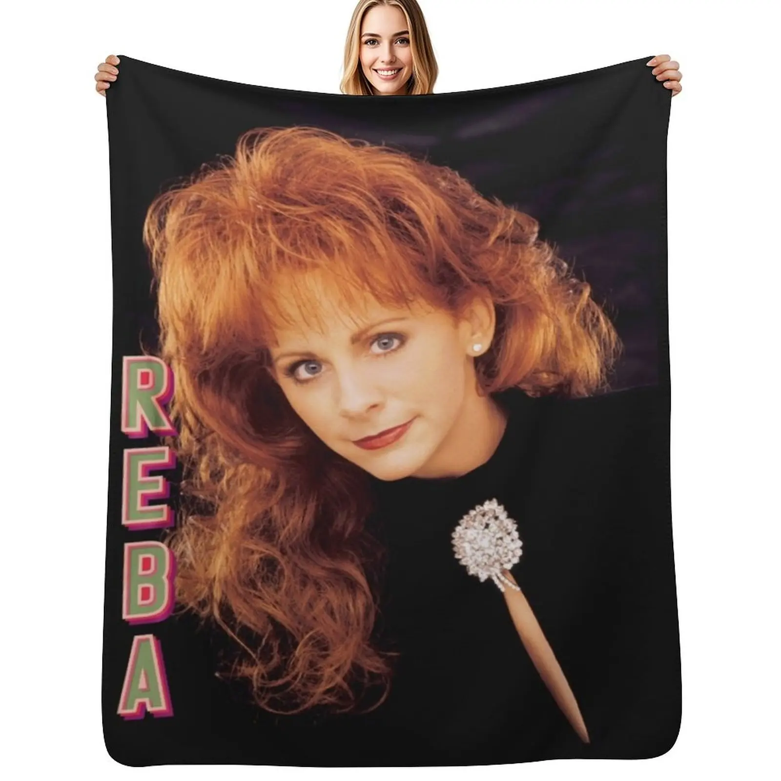 

Reba 90s Vintage With Signature Throw Blanket Cozy Microfiber Throw Blanket for Home Bedroom