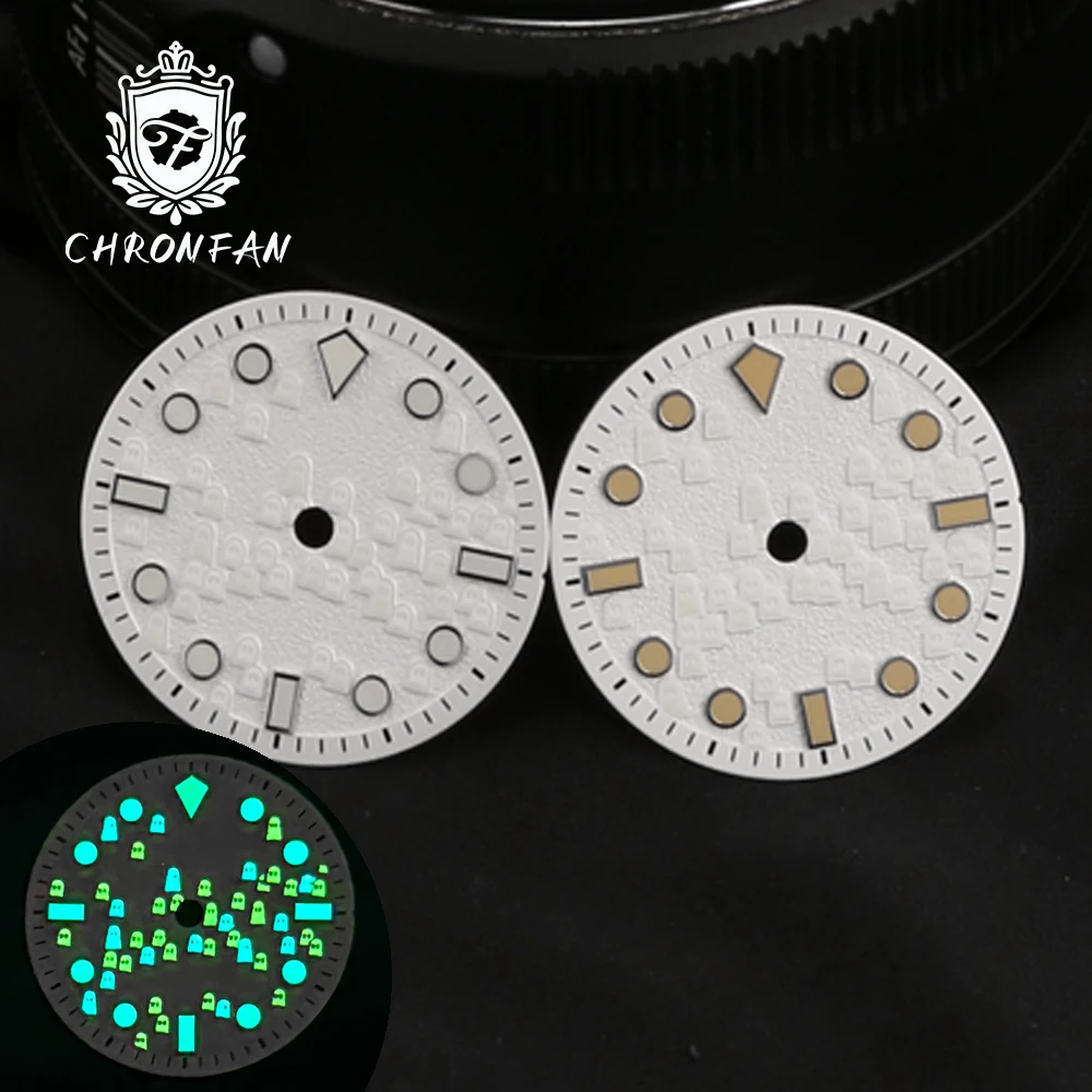 

Циферблат часов 28,5 мм 50- FATHOMS 3D Ghost Green Blue с полным люмом SKX, аксессуары для часов nh35/34 ETA/PT5000 miyota8215 Механизм