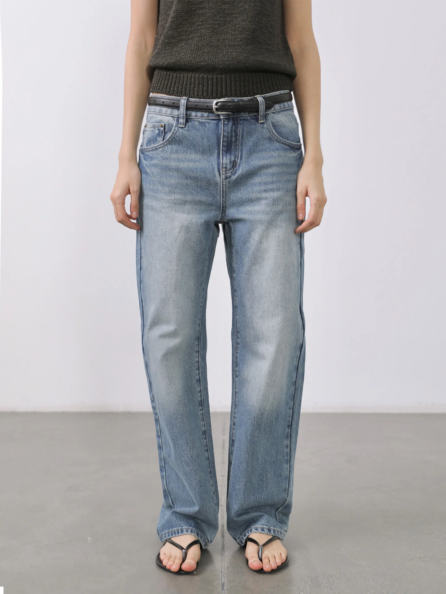 

Джинсы Jinniz с высокой талией, прямые, свободные, широкие, стройнящие, длинные брюки, винтажные, из смесового хлопка