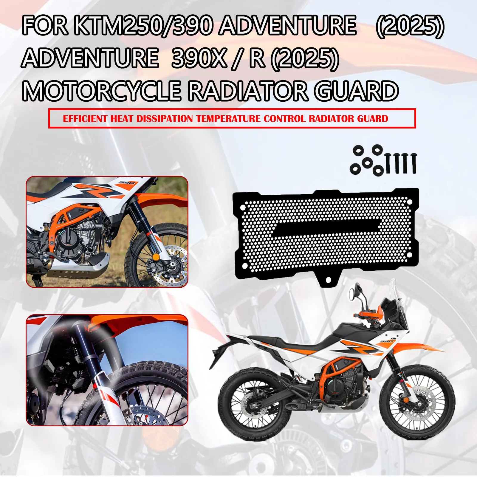 

For KTM250 390 ADVENTURE 2025 ADVENTURE 390X R 2025 New Motorcycle Radiator Guard Grill Cover Water Tank Cooler Bezel Protector