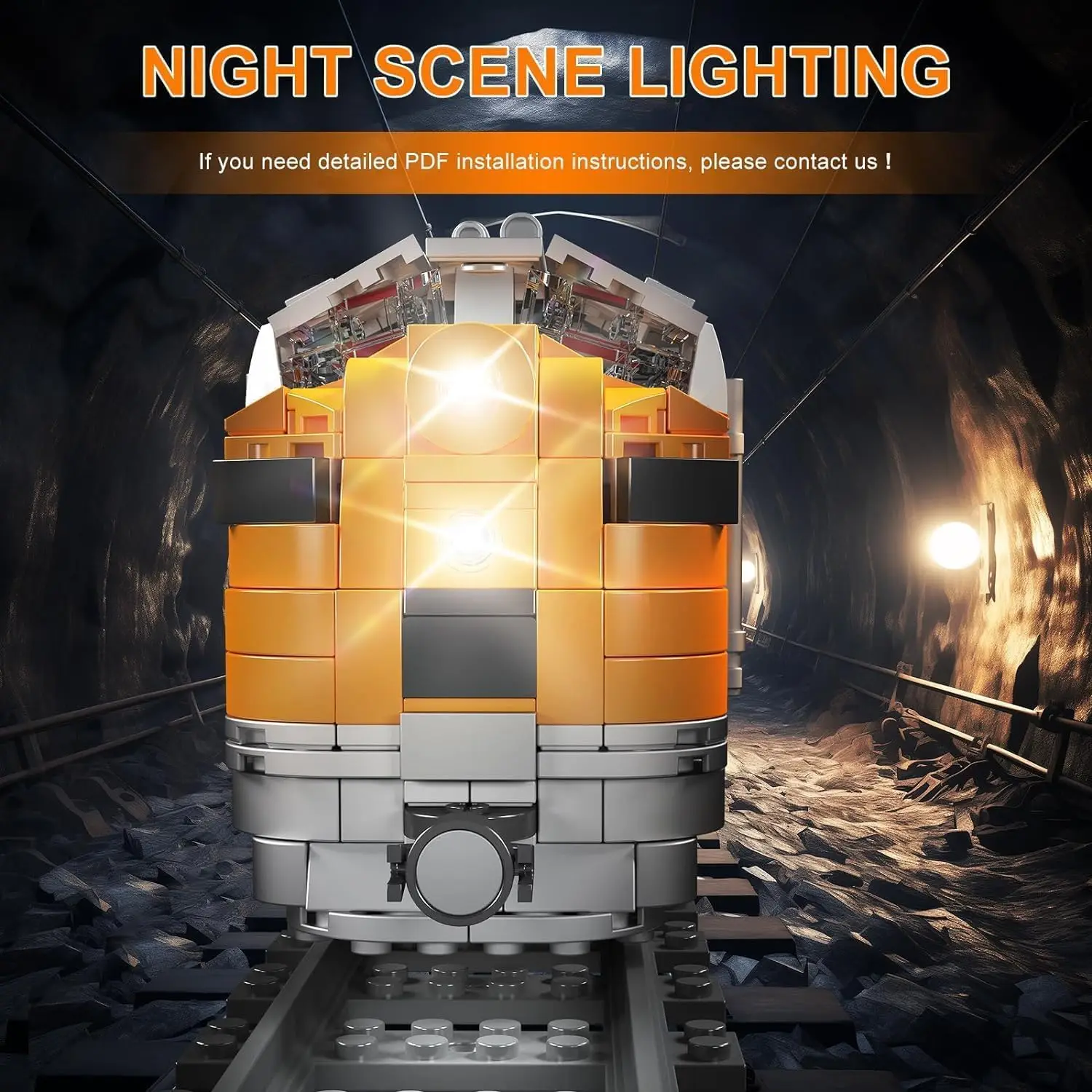 مجموعات مكعبات بناء القطار، مجموعة مكعبات بناء نموذج قاطرة الاحتراق الداخلي MOC EMD F7، هدية لعمر 14+/بالغين (1541 فطيرة