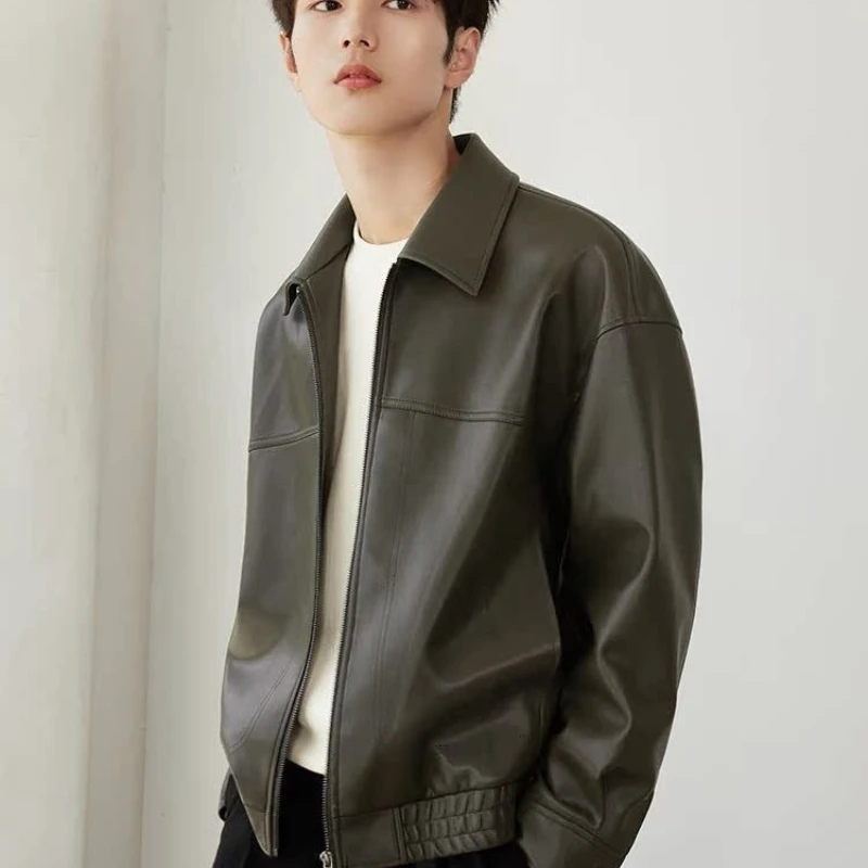 

2025 New Edgy Urban Leather Jacket Men's Short Sleeve Streetwear Coat Premium Genuine Leather​