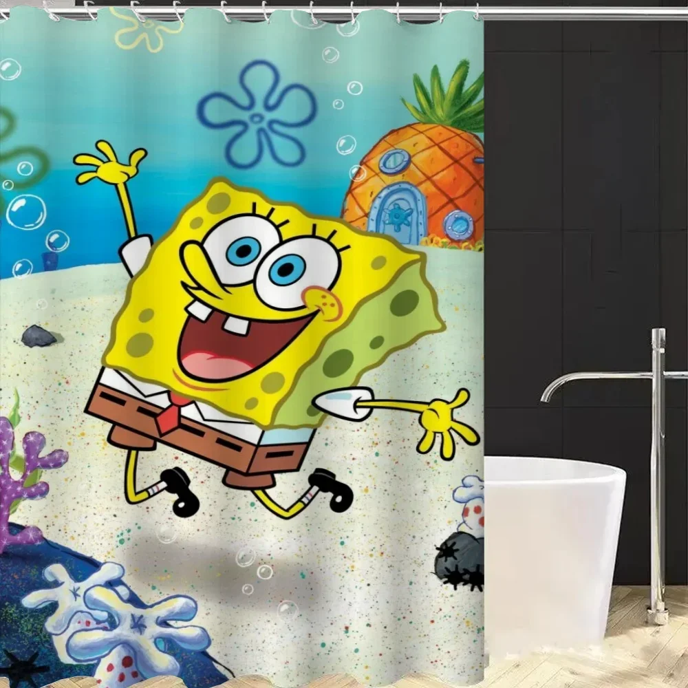 Spongebobs Shower Curtains for Bathroom Curtain Folding Partition Accessories Bath Bedrooms Houses Rooms Quarto Waterproof the