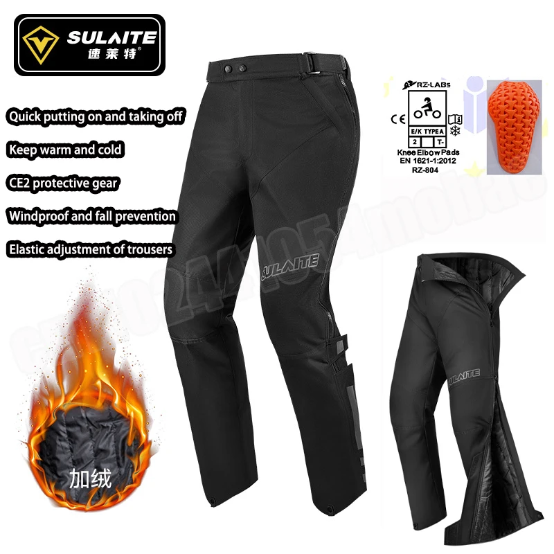 

Winter Motorcycle Pants Warm Racing Speed Trousers with CE2 Protective Windshield Locomotive Protection Quick Dismantling Pants