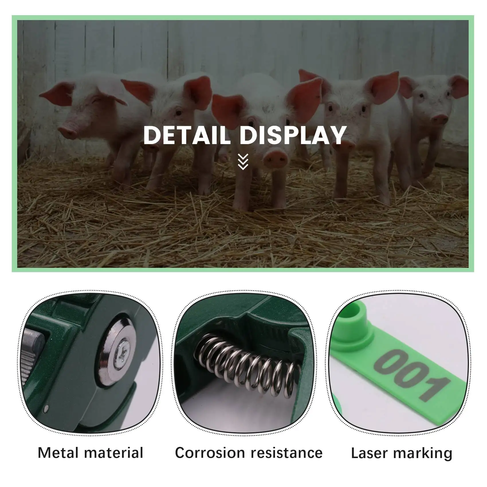 

A96K-Livestock Animal Ear Tag Pliers, With Number 001-100 Ear Tags And 3 Pins, For Installing Cattle Sheep Pigs Ear Tags