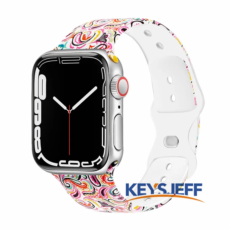 Compatible with Apple Watch Band 45mm 41mm 44mm40mm Flora Pattern Printed Band for iWatch Bands Series SE 8/7/6/5/4/3