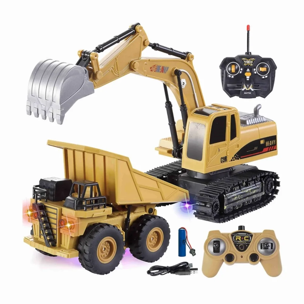 RC Engineering Vehicle Remote Control Excavator Crawler Truck Model Birthday Xmas Gifts For Boys Girls