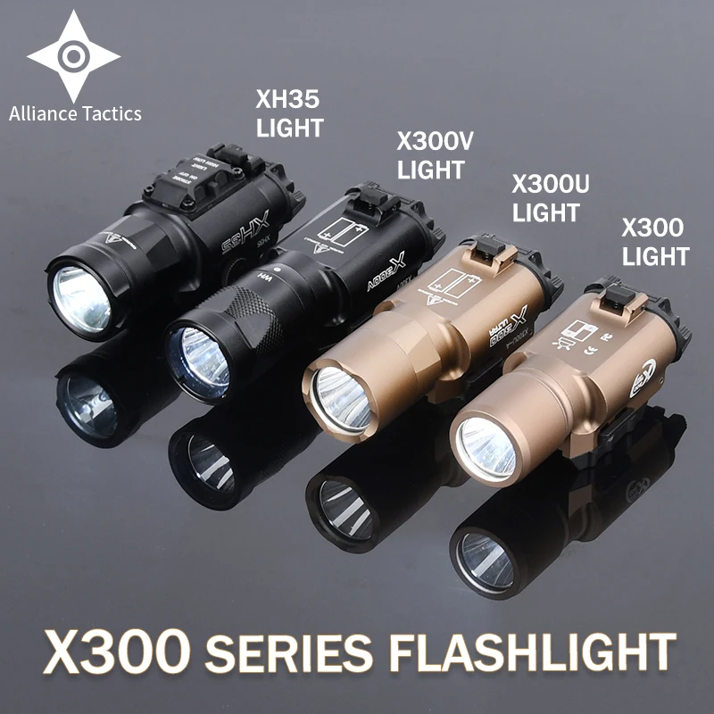 Tactical Surefir X300 X300U Ultra X300V XH35 Metal Pistol Gun Strobe LED Light Airsoft Hanging Hunting Flashlight Fit 20mm Rail