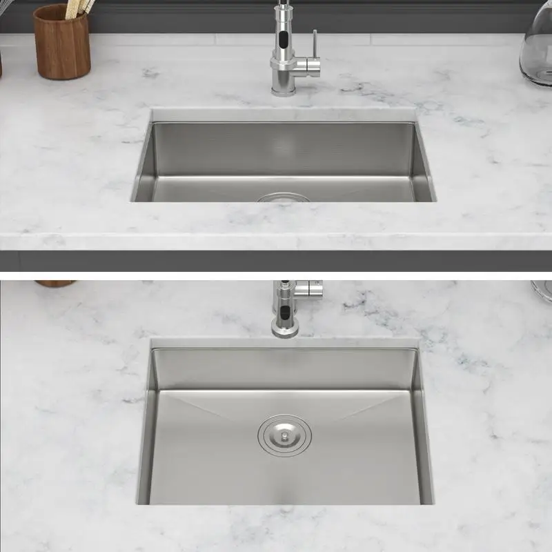 

23 Inch Undermount Kitchen Sink, 5.5 Inch Low Depth ADA Compliant Single Bowl, 16 Gauge Stainless Steel Handmade Basin,