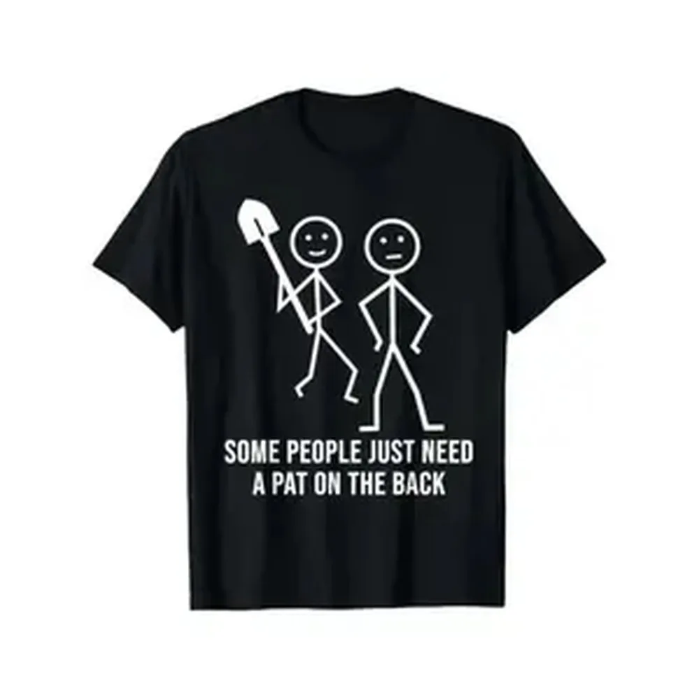 Men's-Women's Casual Cotton Round Neck Short Sleeve Sports Top - Smooth Seamless Fabric, Funny Stick People 