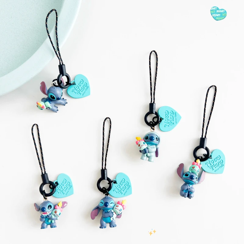 MINISO ديزني غرزة سلسلة مفاتيح من الكرتون جراب هاتف حبل Kawaii شخصيات كرتونية المفاتيح عشاق ظهره الديكور كيرينغ الهدايا