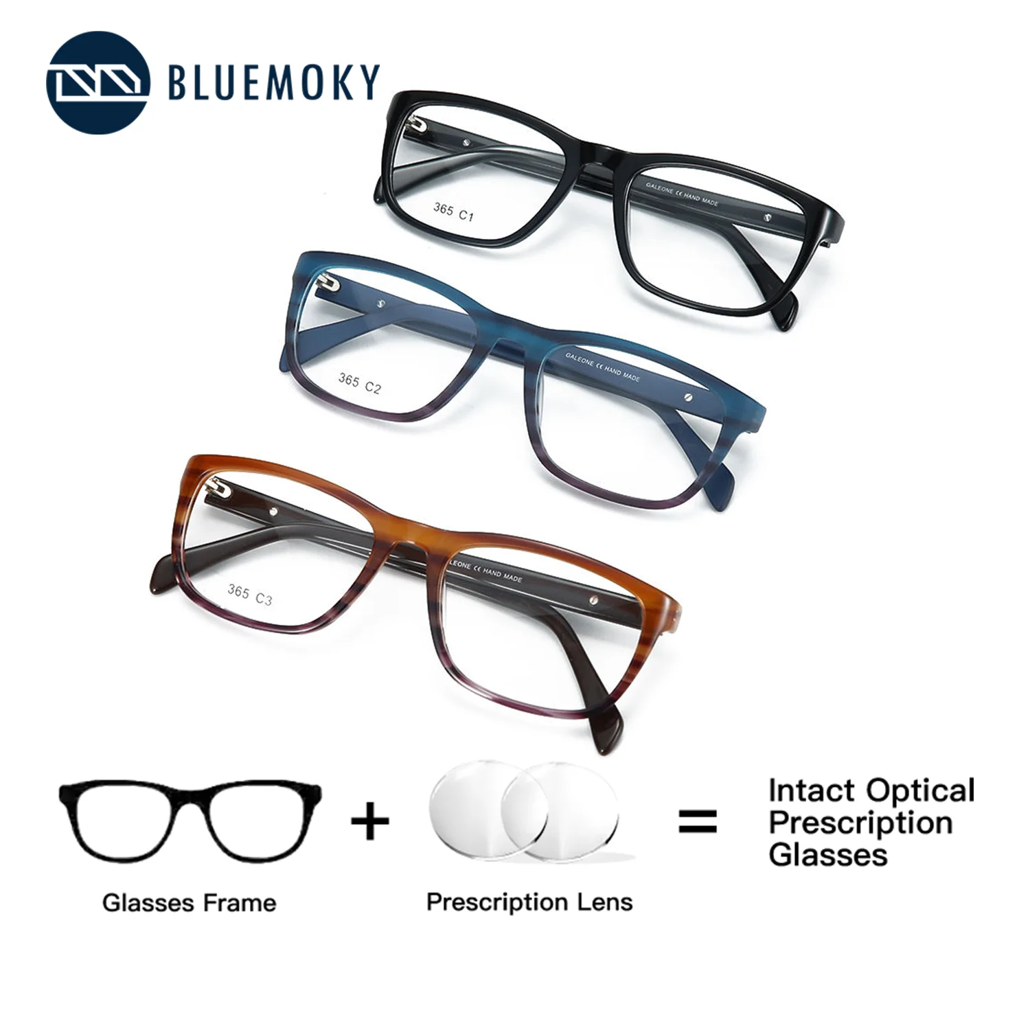 BLUEMOKY (XS Size) Rectangle Prescription Glasses Custom for Men Photochromic Anti Blue Light Multifocal Reading Eyeglasses