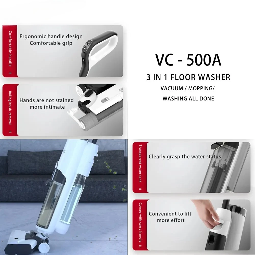 منظف بالبخار اللاسلكي 3 في 1 الأكثر مبيعًا لعام 2025 - ممسحة محمولة بقدرة 210 وات مع محرك BLDC للتنظيف الرطب/الجاف