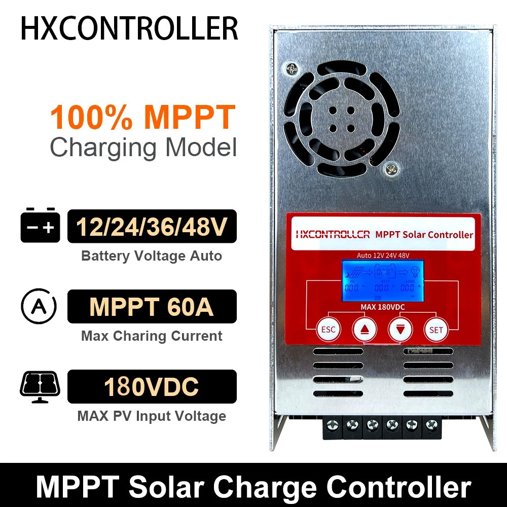 

Auto 12V 24V 48V MPPT Solar Charge Controller 180VDC With LCD Display 40A 60A 2880W 1920W Solar Panel System Charging Regulator