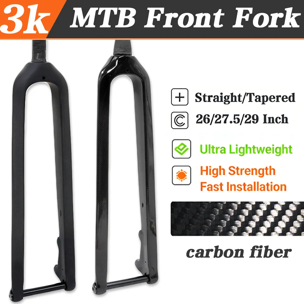 

High Strength T1000 Carbon Fiber Mountain Bike Fork 29er 27.5er 26er MTB Front Fork Disc Brake Thru Axle 3K Matte/Gloss Finish