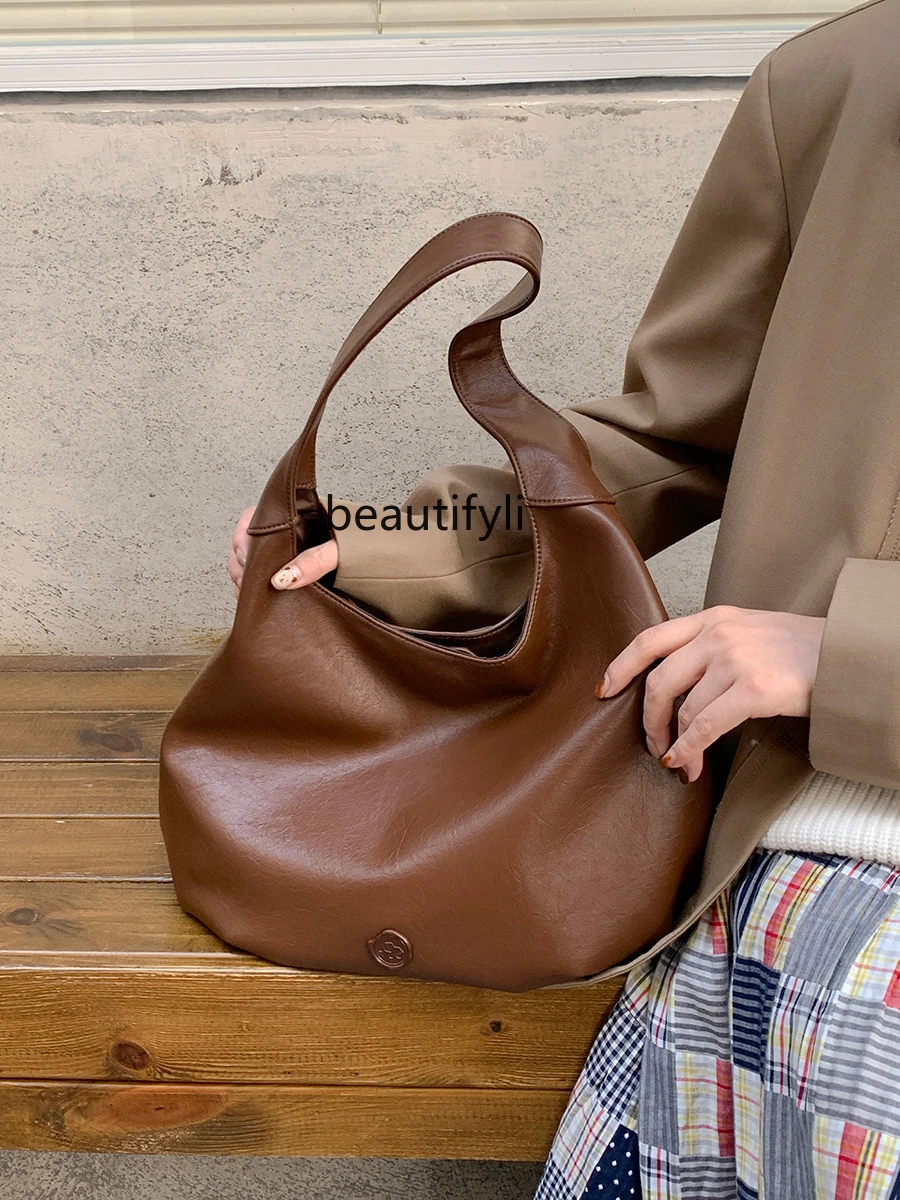 

Bag Women's Shoulder Pleated Tote Bucket Bag Large Capacity Commuter Bag