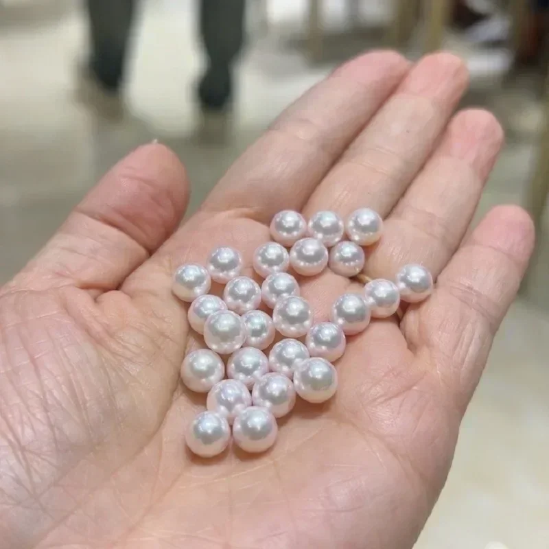 

Charming 5pcs 6-7mm White Round Loose Peal for Women Girls Gifts Making DIY Earrings Ring No Hole