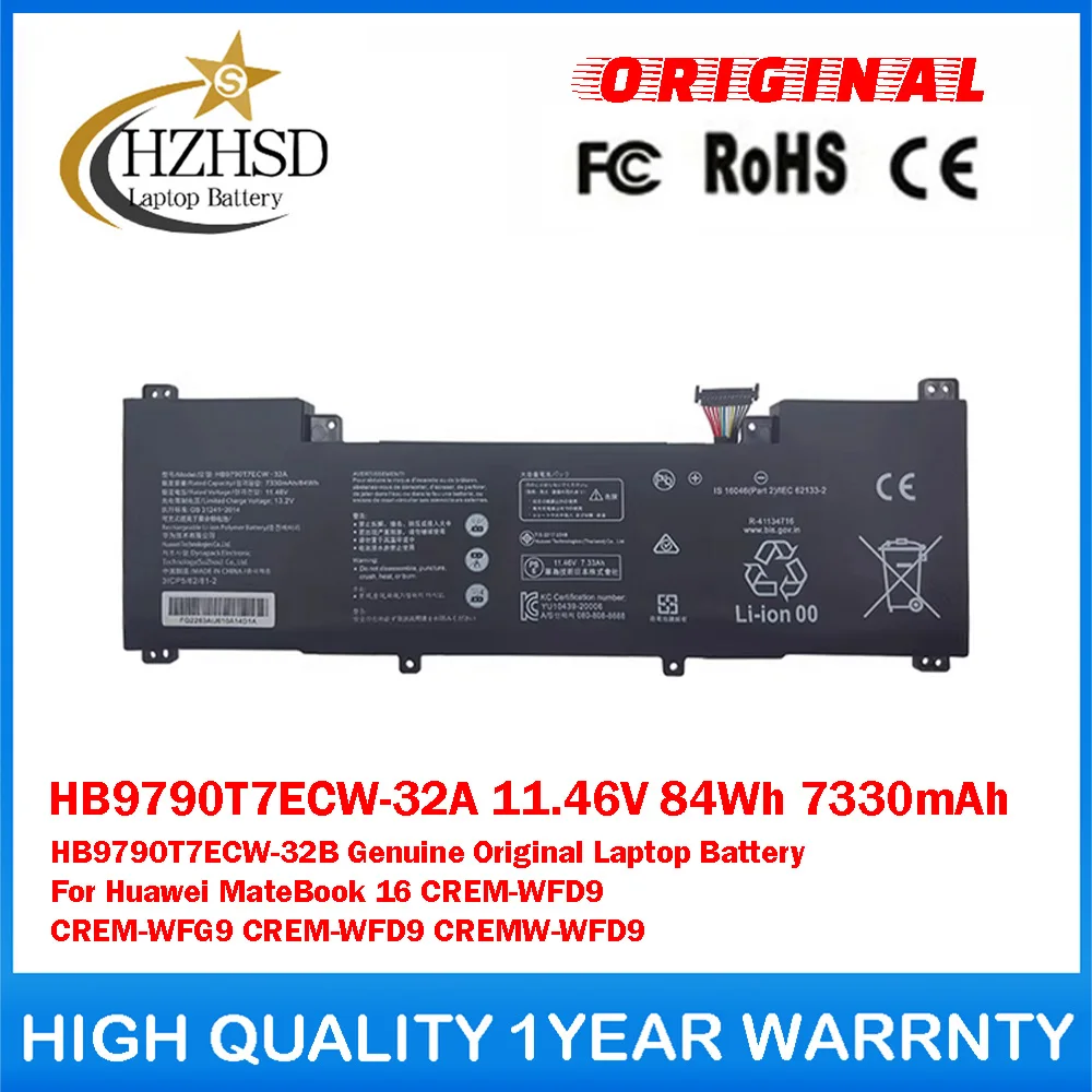 

Оригинальная аккумуляторная батарея HB9790T7ECW-32A 11.46V 84Wh 7330mAh HB9790T7ECW-32B для ноутбуков Huawei MateBook 16 CREM-WFD9 CREM-WFG9