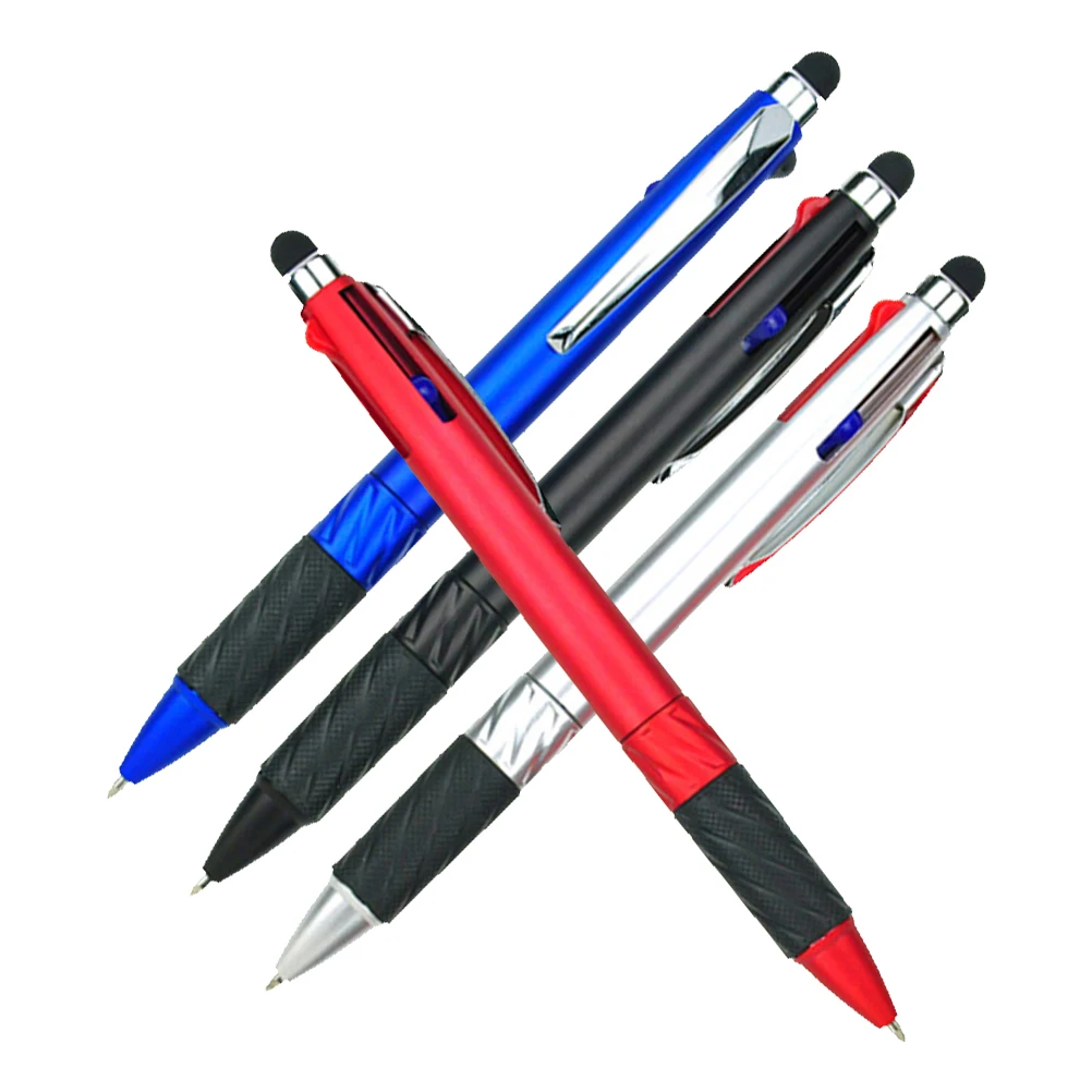 

4Pcs Ballpoint Pens with Stylus 3-Color Multipurpose Rotation Stylish Writing Pens for Home Office Travel Meeting