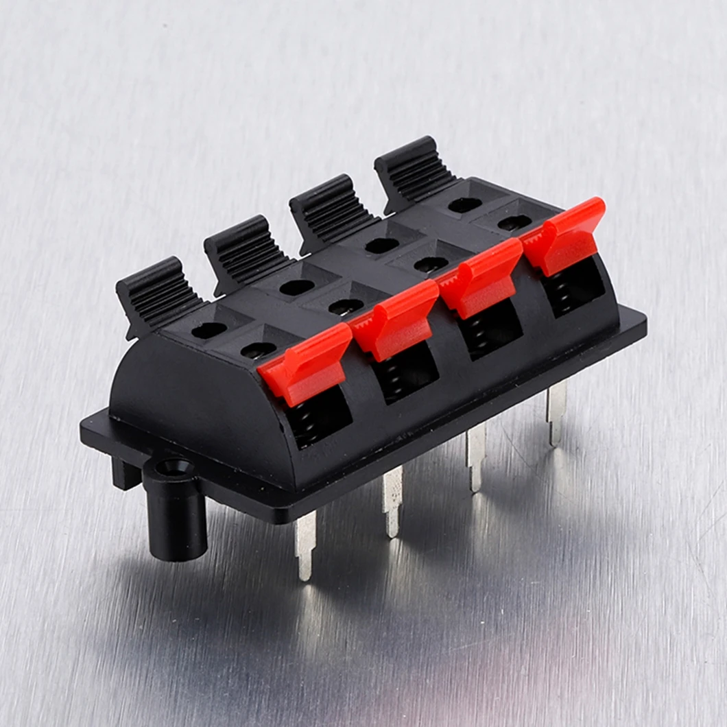 ABILKEEN 10PCS 4P Spring Loaded Terminal Block - Push-in Connector for Audio Speaker/Breadboard, 4 Pin Jack Binding Post Clips