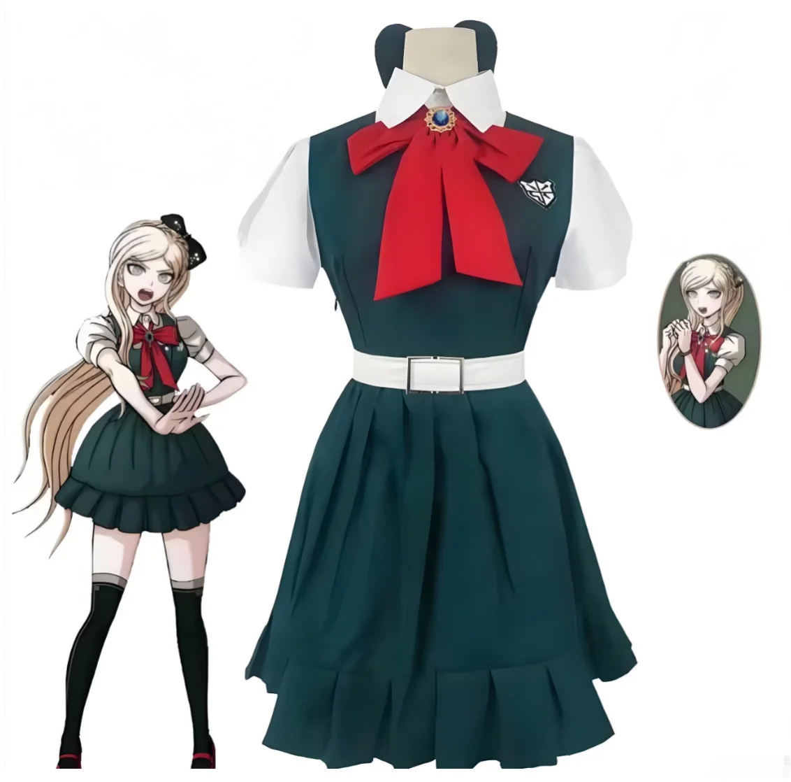 Super Danganronpa 2 Goodbye Despair Sonia Nevermind Cosplay Kostüm Damen JK Schuluniform Kleid Komplettset Halloween Karneval