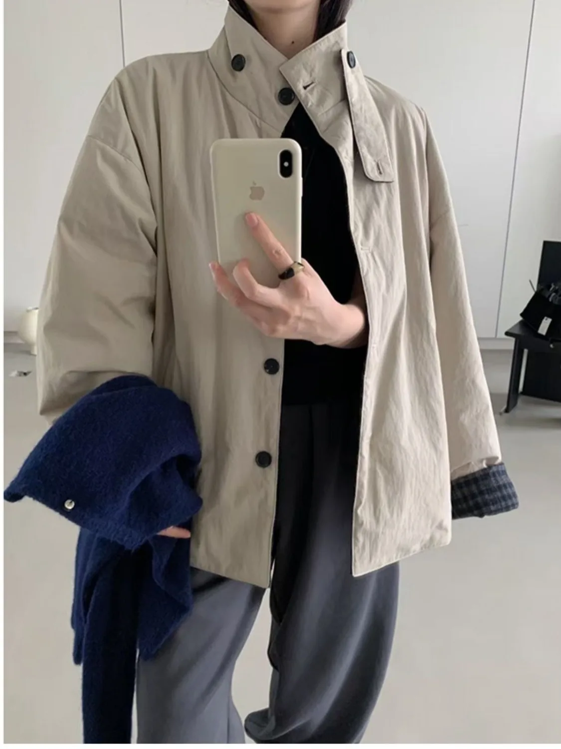 

Korean Sle ort Workwear Cotton Jaet Women's Thiened Winter Retro Warm Coat Trendy Outerwear Fem Clothing