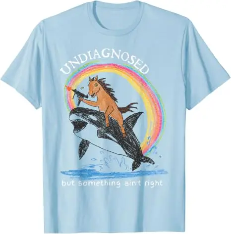 Nicht diagnostiziert, aber irgendetwas stimmt nicht Pferde reiten Wal Männer T-Shirt Y2k Kunstwerk Regenbogen Grafik Ästhetik Kleidung Mode T-Shirts – Detail 14