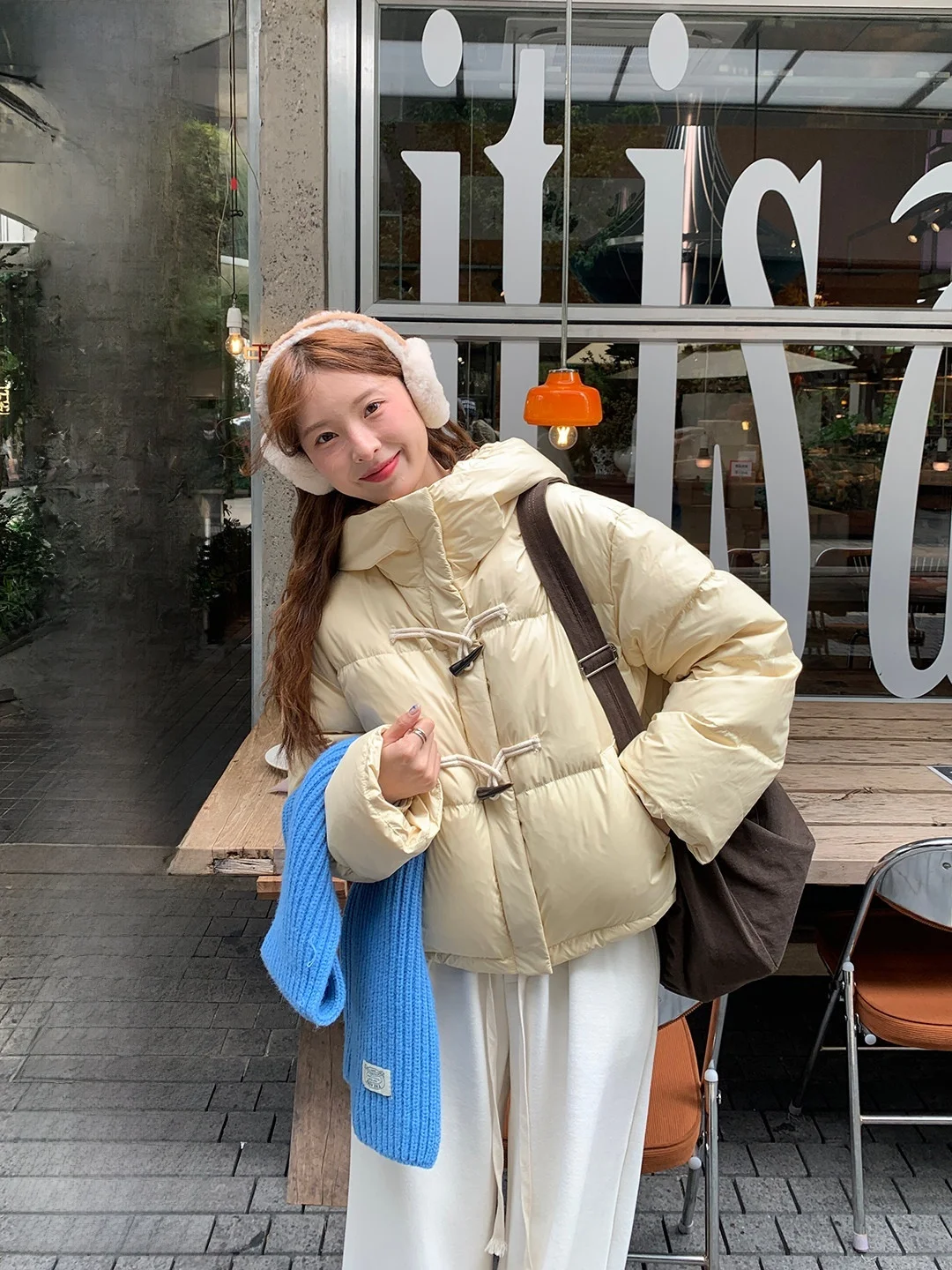 

Warm Puffy Du down Jaet Korean Sle Loose Sweetly Buxom Winter Coat for Women with Hat And Zipper Fastening Travel Ready