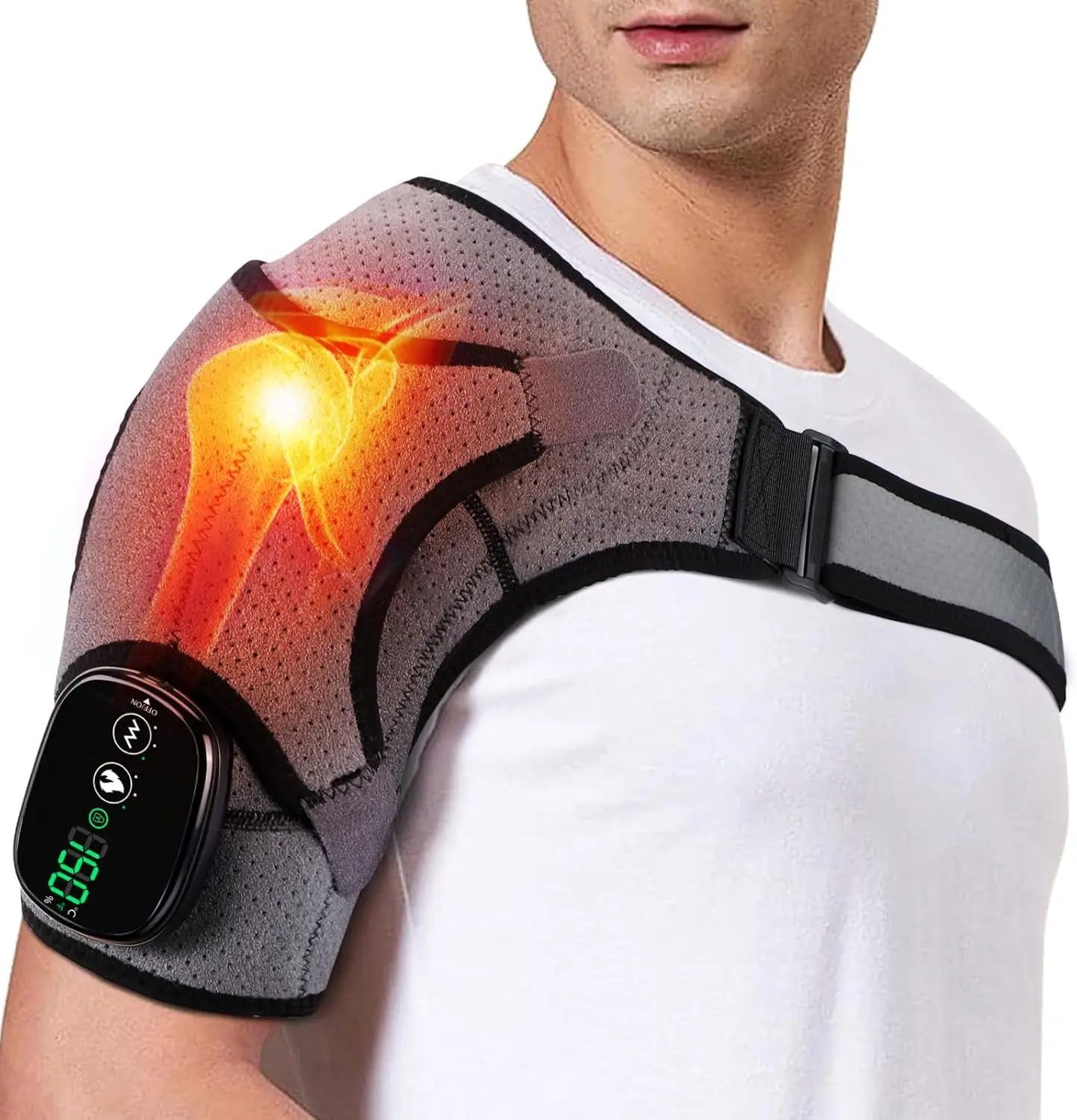 

Shoulder Steamer Belt Electric Massager Heated Vibration Smart Massage Machine Adjustable Temperature 3 Modes for Muscle Pain