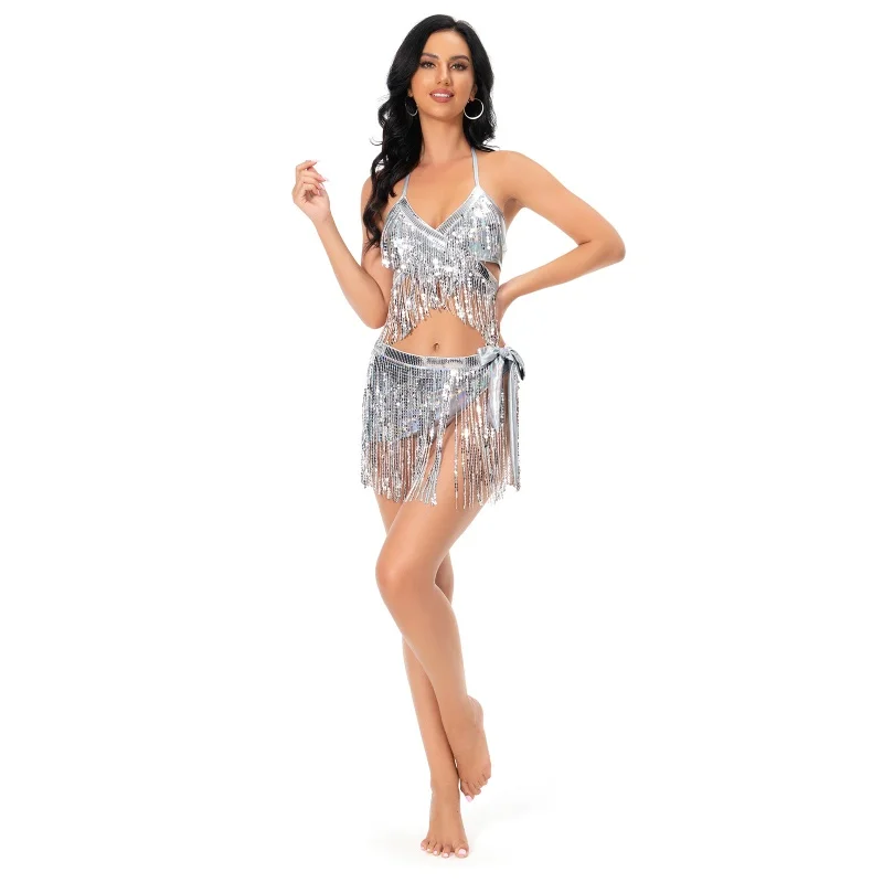 

Samba Unique Sequins dance dress Exquisite Nightclubs Picy style Latin dance Sexy Chacha Tassels Performance clothing