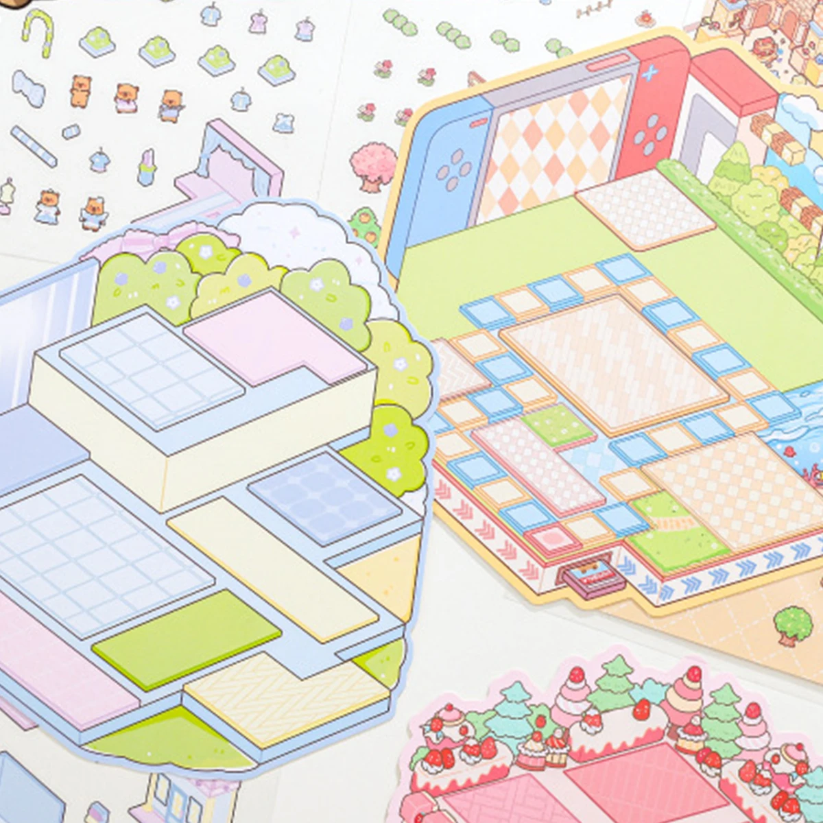 Cute 3D Kapibara Sticker Paper Trace Miniature Cartoon DIY Landscaping Wonderful World Decompression Sticker