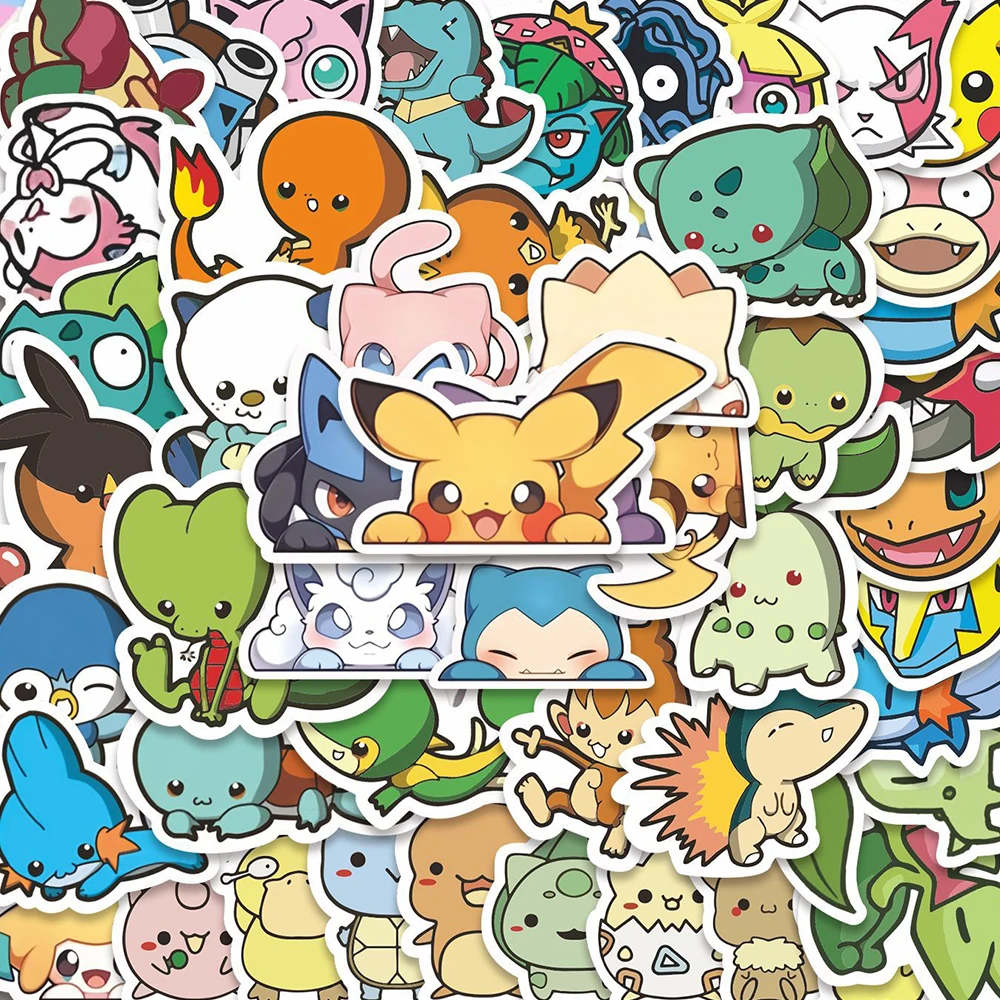10/30/50pcs Kawaii Pokemon Pikachu Stickers Cute Anime Decals DIY Skateboard Helmet Scrapbook Guitar Cartoon Sticker Fun for Toy