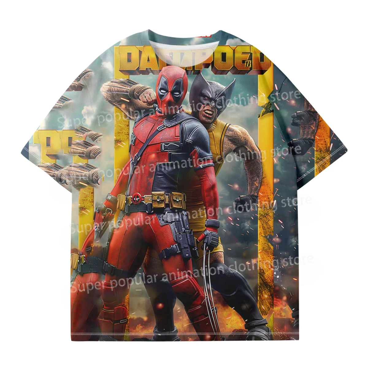 مينيسو مارفل ديدبول مقابل ولفيرين تي شيرت موضة ثلاثية الأبعاد مطبوعة تي شيرت رجالي الشارع عادية المتضخم تيز الرياضة الاطفال/الكبار بلايز #5