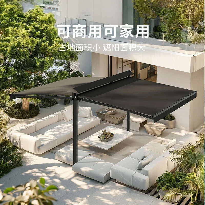 

Double open awning Telescopic canopy Electric balcony Commercial cafe Tea restaurant Outdoor mobile canopy