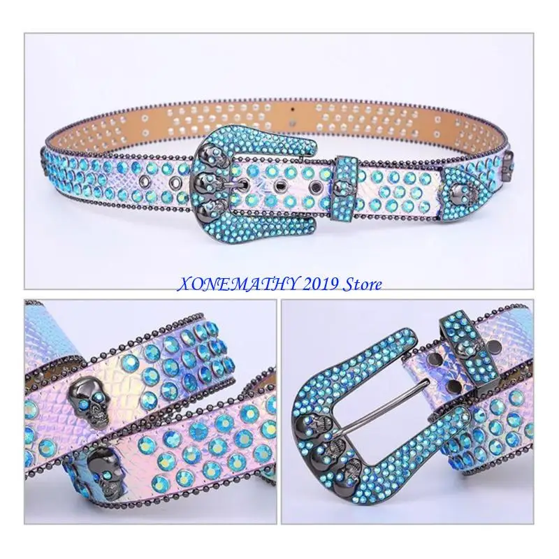 

F42F страшная голова, пряжка в виде черепа, поясной ремень, блестящая пряжка со стразами, ремни для женщин и мужчин, роскошный