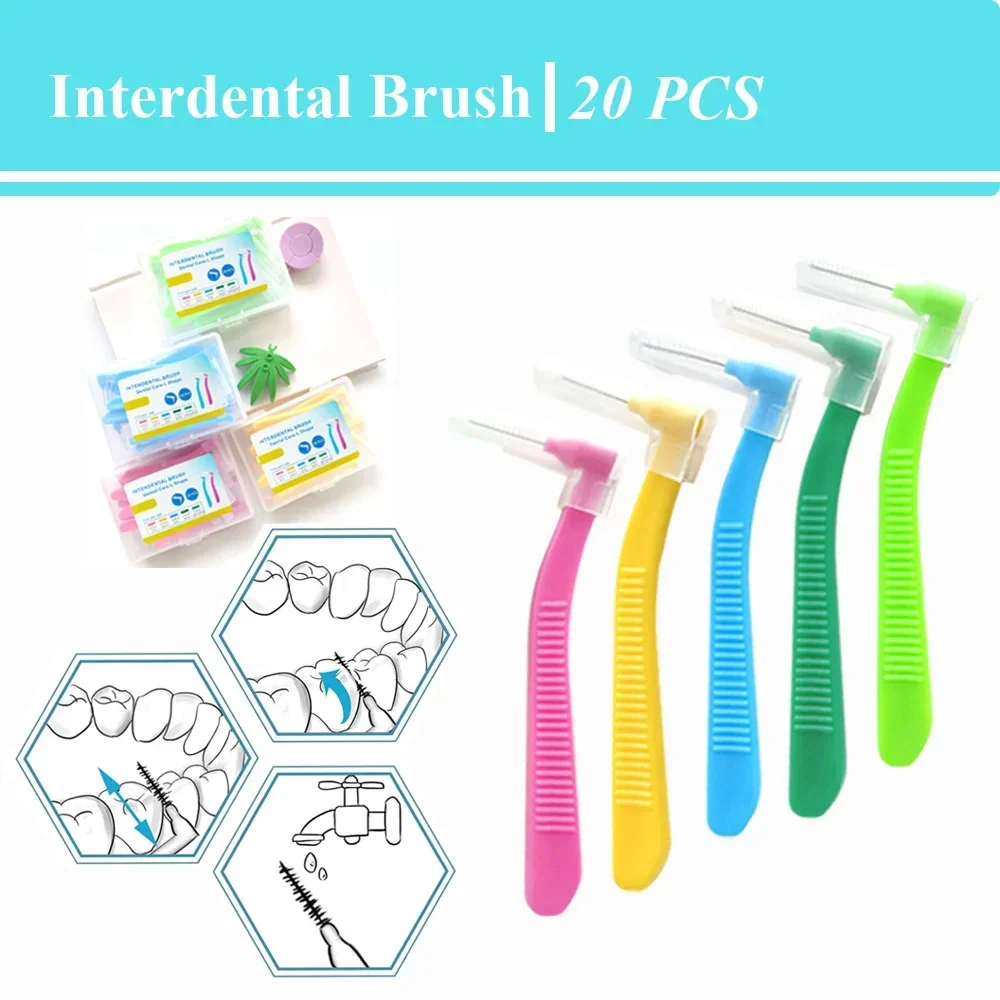 vvocci 20pcs  orthodontic dental tool shapeInterdental brush With Box0.6-1.2mm L teeth cleaning toothpick oral hygiene dental