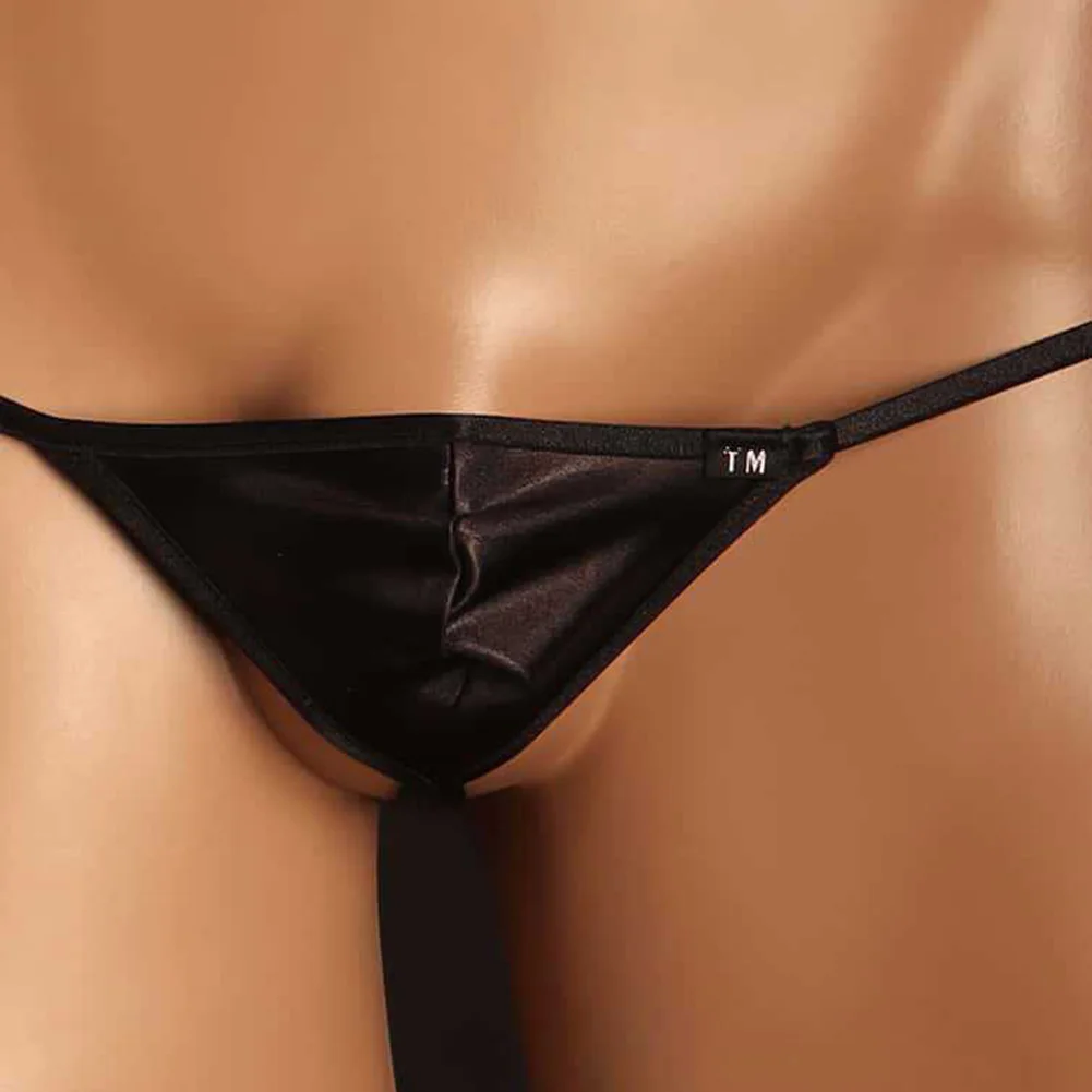 

Men Low Rise Double Thin Belt Underwear Gstring Open Butt Bulge Pouch Thong Mini Briefs for Comfortable Daily Wear