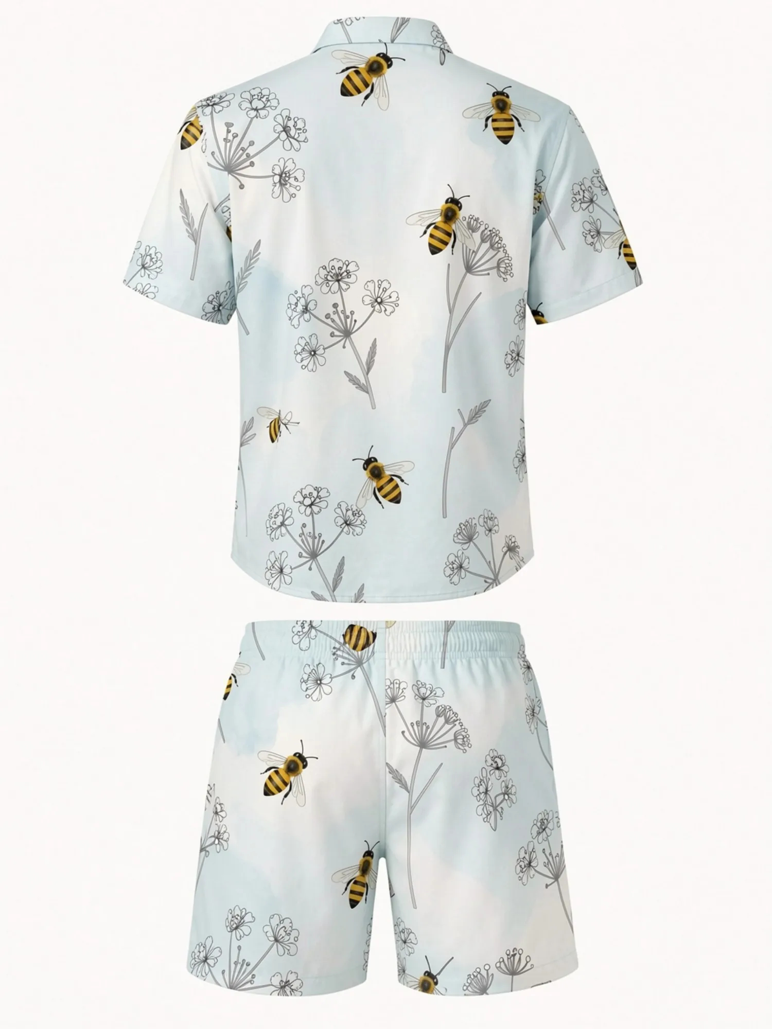 Mens Floral Short Sleeve Shirt and Drawstring Shorts Set Beach Vacation Matching Beach Two Piece Relaxed Beach Outfit Travelwear view 3