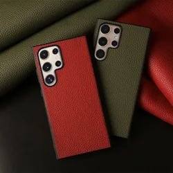 Premium Genuine Leather Case For Samsung Galaxy S24 Ultra S23FE S22 S21FE S20 Cover Full Protection Shockproof Back Carcasa